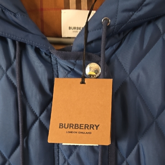 Burberry Blue Quilted Puffer Jacket with Hood - Picture 3 of 14